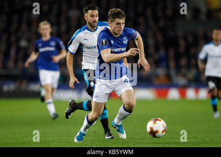 Liverpool, Royaume-Uni. 28 sep, 2017. jonjoe kenny de everton au cours de l'UEFA Europa League groupe e match entre Everton et Apollon limassol à Goodison Park sur le 28 septembre 2017 à Liverpool, en Angleterre. (Photo de daniel chesterton/phcimages.com) : phc crédit images/Alamy live news Banque D'Images