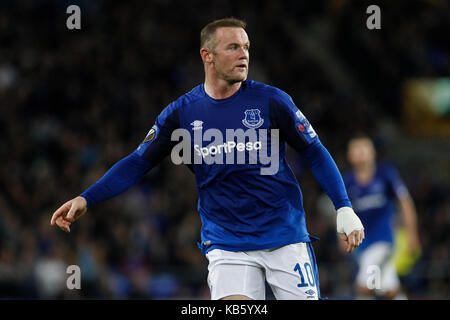 Liverpool, Royaume-Uni. 28 sep, 2017. Wayne Rooney de everton au cours de l'UEFA Europa League groupe e match entre Everton et Apollon limassol à Goodison Park sur le 28 septembre 2017 à Liverpool, en Angleterre. (Photo de daniel chesterton/phcimages.com) : phc crédit images/Alamy live news Banque D'Images