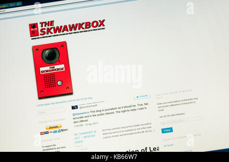 Page d'accueil du site internet d'information alternative politique britannique Le Skwawkbox. Banque D'Images