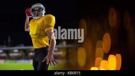 Digital composite de joueur de football américain avec la transition du stade Banque D'Images