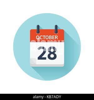 28 octobre. vecteur icône calendrier quotidien télévision. La date et l'heure, jour, mois 2018. Maison de vacances. saison. Illustration de Vecteur