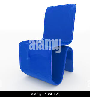 Chaise moderne design - bleu - isolé sur blanc - le rendu 3D Banque D'Images