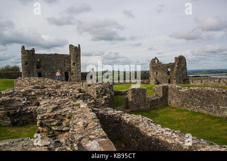 Château Llansteffan, Carmarthen, Carmarthenshire, Pays de Galles du sud Banque D'Images