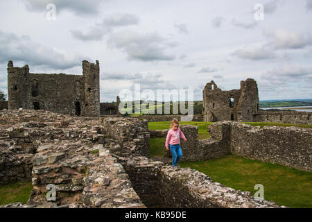 Château Llansteffan, Carmarthen, Carmarthenshire, Pays de Galles du sud Banque D'Images