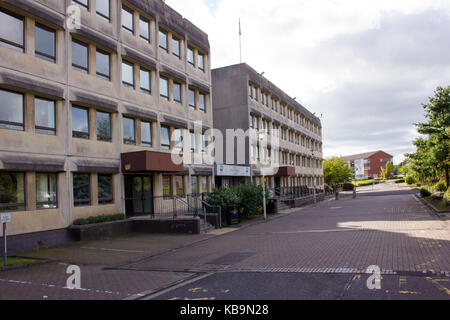 Dunbartonshire de l'ancien Conseil des bureaux et magasin d'un arrêt, l'Ecosse, Clydebank, qui ont été construits au début des années 1980, et démoli à la fin de 2017 Banque D'Images