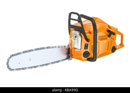 Chainsaw, rendu 3D isolé sur fond blanc Banque D'Images