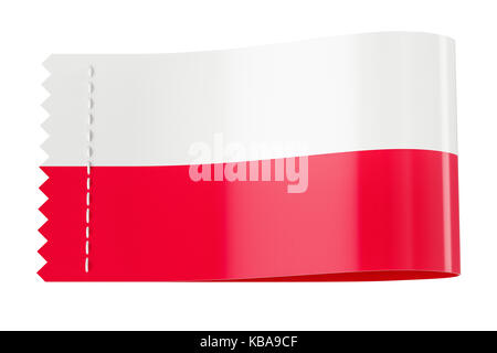 Tag vêtements, étiquette avec le pavillon de la Pologne. Le rendu 3D isolé sur fond blanc Banque D'Images