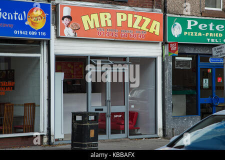 Monsieur Pizza Vente à emporter à Leigh, England, UK Banque D'Images