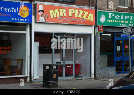 Monsieur Pizza Vente à emporter à Leigh, England, UK Banque D'Images