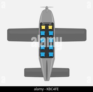 Vue de dessus Plan des sièges de petits avions à hélice passager Illustration de Vecteur