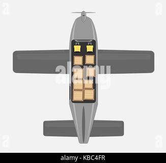 Vue de dessus Plan des sièges de petits avions à hélice cargaison Illustration de Vecteur