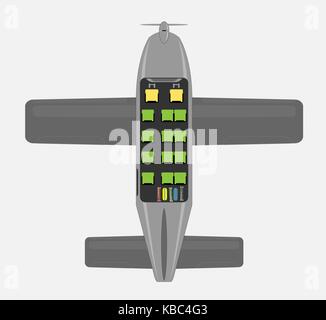 Vue de dessus Plan des sièges de petits avions à hélice passager Illustration de Vecteur