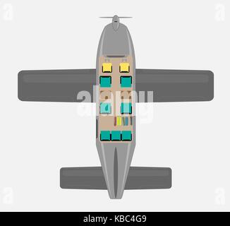 Vue de dessus Plan des sièges de petits avions à hélice passager Illustration de Vecteur