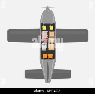 Vue de dessus Plan des sièges de petits avions à hélice cargaison Illustration de Vecteur