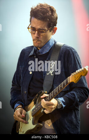 Le chanteur, guitariste et musicien John Mayer effectue un concert live au festival de musique norvégienne Bergenfest 2014. La Norvège, 15/06 2014. Banque D'Images