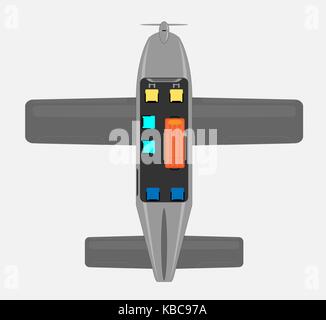 Vue de dessus Plan des sièges de petits avions à hélice air ambulance Illustration de Vecteur