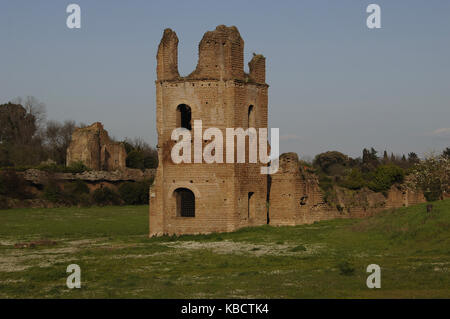 Italie. Rome. Le Cirque de Maxence. Il fait partie d'un complexe de bâtiments construits par l'empereur Maxence sur la via Appia entre 306-312 a.d. ruines. Banque D'Images