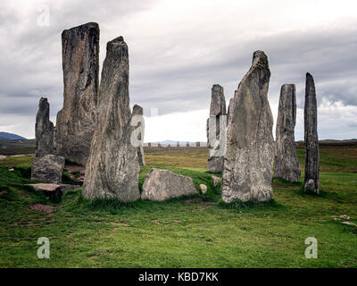 Partie centrale de l'Callanish circle de pierres érigé à la fin du néolithique sur l'île de Lewis dans les Hébrides extérieures, en Écosse Banque D'Images