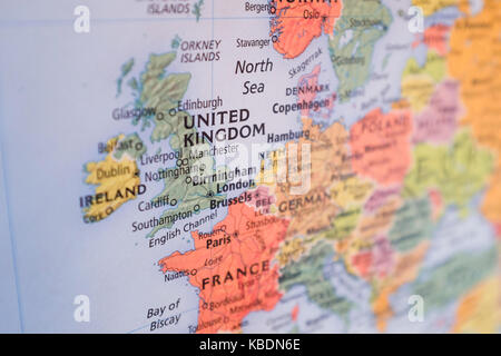 Une carte montrant l'Europe. Banque D'Images