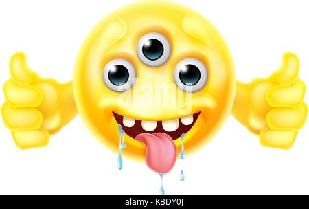 Emoji monster exotiques giving Thumbs up Illustration de Vecteur