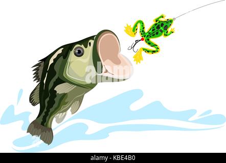 La basse et les appâts, les poissons prédateurs, grande pêche, vector illustration Illustration de Vecteur