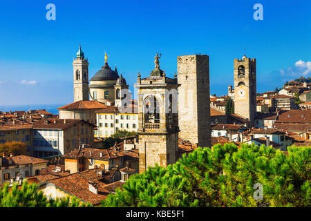 Vue panoramique de la ville de Bergame, Lombardie,italie. Banque D'Images