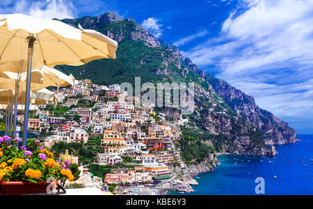 Scenic Positano - magnifique côte amalfitaine . L'Italie, région campanie Banque D'Images