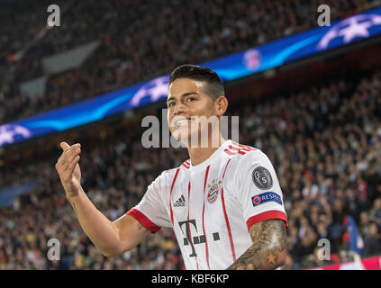 Paris, frankreich. 27 sep, 2017. james rodriguez (m) geste, geste, fussball champions league, vorrunde 2. spieltag, gruppe b, paris st germain - FC Bayern Munich (m) 3:0, am 27.09.2017 in paris/ frankreich. Dans le monde d'utilisation |crédit : afp/Alamy live news Banque D'Images