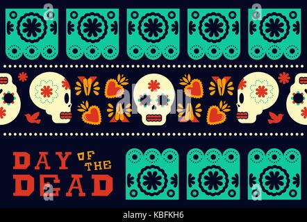 Le Jour des morts de style traditionnel pattern design transparente avec crâne en sucre et la culture mexicaine moderne décoration icônes. eps10 vector. Illustration de Vecteur