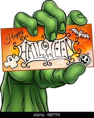 Happy Halloween monster signe main zombie Illustration de Vecteur