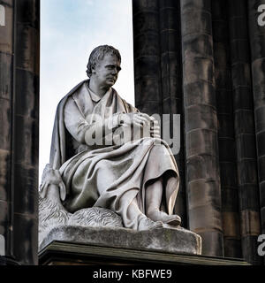 Avis de statue de walter scott à Scott monument, Édimbourg, Écosse, Royaume-Uni,. Banque D'Images