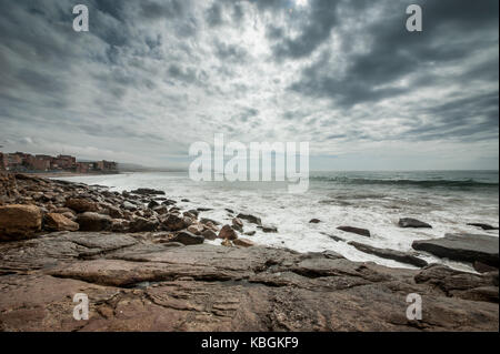 Côte atlantique près de Essaouira, Maroc. Banque D'Images