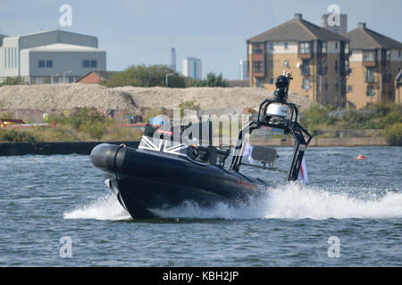 BAE Systems unmanned Pacific 950 RHIB en démonstration à DSEi 2017 Banque D'Images