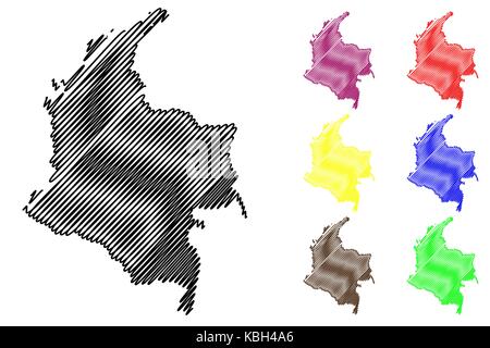 Colombie map vector illustration, scribble sketch colombie Illustration de Vecteur