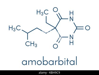 Barbituriques amobarbital (amylobarbitone) sédatif, structure chimique. formule topologique. Illustration de Vecteur