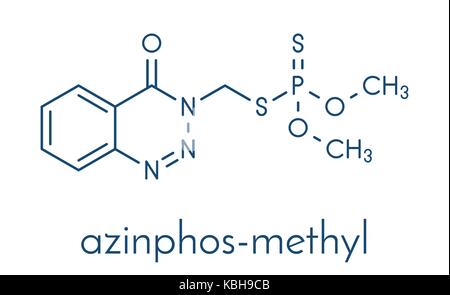 L'azinphos-méthyl. insecticides organophosphorés neurotoxine agit comme par l'inhibition de l'acétylcholinestérase. formule topologique. Illustration de Vecteur