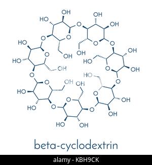 La bêta-cyclodextrine molécule. utilisé dans les produits pharmaceutiques, de l'alimentation, des produits désodorisants, etc. composé de molécules de glucose. formule topologique. Illustration de Vecteur