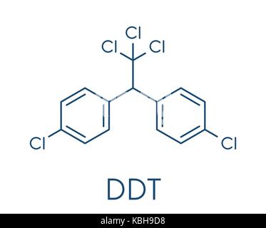 Le DDT (dichlorodiphényltrichloroéthane). molécule pesticide controversé, utilisé dans l'agriculture et de la lutte contre le paludisme la lutte contre les vecteurs de maladies. formule topologique. Illustration de Vecteur