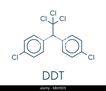 Le DDT (dichlorodiphényltrichloroéthane). molécule pesticide controversé, utilisé dans l'agriculture et de la lutte contre le paludisme la lutte contre les vecteurs de maladies. formule topologique. Illustration de Vecteur