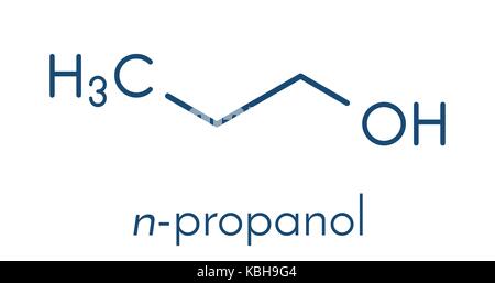 Propanol (n-propanol) molécule de solvant. formule topologique. Illustration de Vecteur