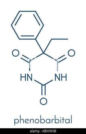 Anticonvulsivants BARBITURIQUES PHÉNOBARBITAL (épilepsie med), structure chimique formule topologique. Illustration de Vecteur