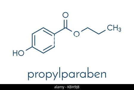 Le propyl paraben conservation. molécule utilisée dans l'alimentation et les cosmétiques. formule topologique. Illustration de Vecteur