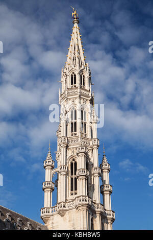 Flèche de l'hôtel de ville de Bruxelles, Belgique. Banque D'Images