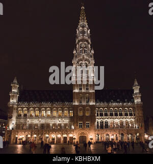 Hôtel de ville de la ville de Bruxelles, Belgique, la nuit. Banque D'Images