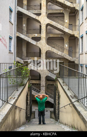 Cour des Voraces, le vieux Lyon, France Banque D'Images