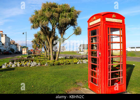 La phonebox rouge - the strand, walmer Banque D'Images