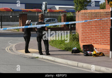 Southampton, Hampshire mardi 19 septembre 2017 un meurtre a été lancé après qu'un homme a été tué dans un incident de fin de soirée à Southampton street. Banque D'Images