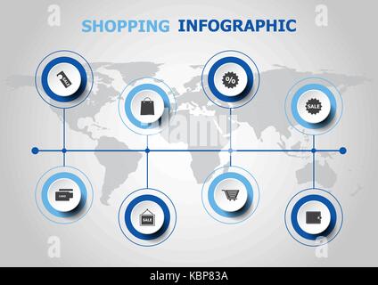 Conception infographique avec icônes d'achats, stock vector Illustration de Vecteur