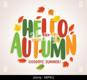 Bonjour automne vector design de bannières avec des feuilles d'érable d'éléments et de texte pour les messages d'automne. vector illustration. Illustration de Vecteur