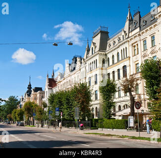 Riga, Lettonie - 01 septembre 2014 - quartier art nouveau, la rue Elizabetes Banque D'Images